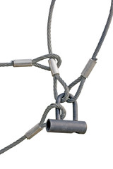 Industrial Safety Lock and Interlocked Wire Loop Ropes Isolated