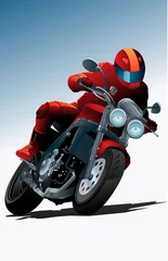 Foto op Canvas Sport motorfiets vector met chauffeur © krabata
