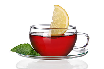 Cup of tea with lemon slice