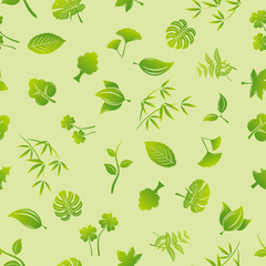 Seamless green leaf pattern