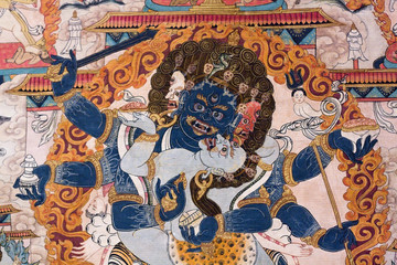 Fototapeta premium Wall painting samurai chinese.