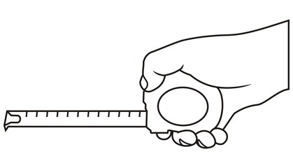 hand with tape measure tool