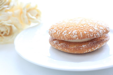 Homemade Japanese Confectionery with iced tea