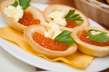Tartlet with red caviar