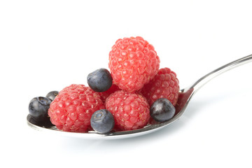 fresh berries on the spoon