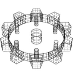 Zahnrad 3D Drahtmodell