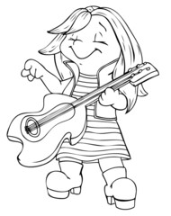 Fototapeta premium Kind, Mädchen, Gitarre, Musik, Rock, Rockstar