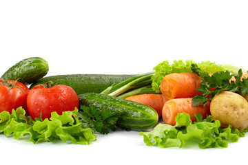 fresh vegetables on the white background