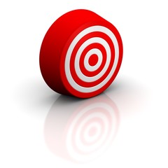 Red target with reflection. 3d rendered illustration.