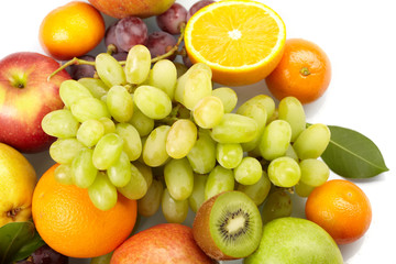 fresh fruits on the white background