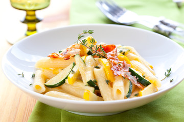 penne with sauce carbonara