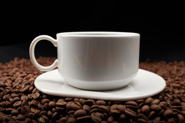 coffee beans with white cup