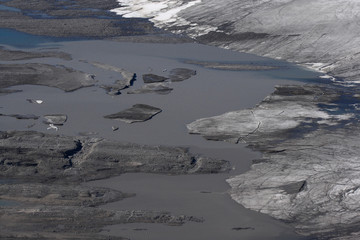 Terminal moraine and glacier Vitkovskibreen, Spitsbergen