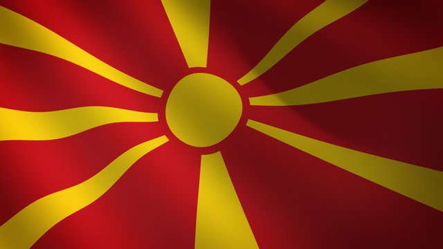 Bandera de Macedonia ondulando al viento. Bucle continuo