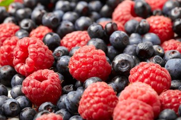 fresh blueberries and raspberries