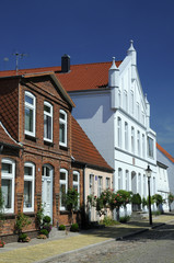 Fototapeta na wymiar Häuser in Friedrichstadt