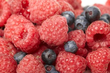 fresh blueberries and raspberries