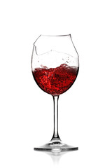 red wine in broken glass