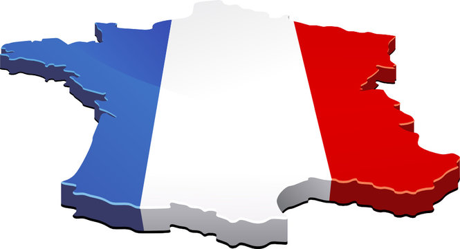 Carte de la France 3D drapeau (détouré)