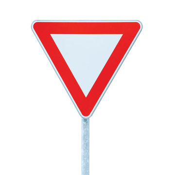 Give way priority yield road traffic roadsign sign isolated