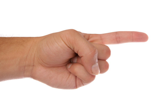 Hand pointing showing direction