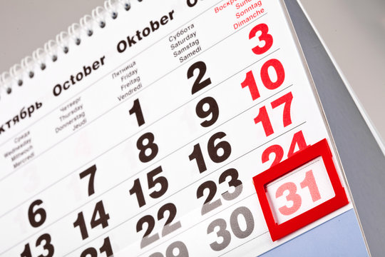 An October calendar showing the 31st prominently