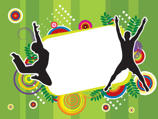 Illustrated silhouette of a person jumping in the air