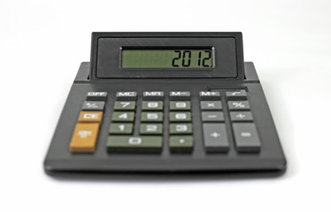 Electronic calculator with the year 2012 on the display