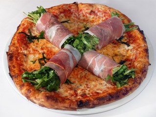 Italian pizza with italian ham