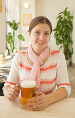 Girl  with mug of beer