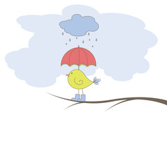 Romantic card with bird. Vector illustration