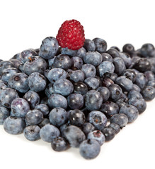 Composition of ripe black and red raspberries, strawberries and