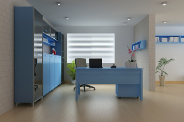 3d render modern study room