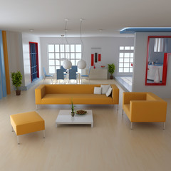 3d render modern living room