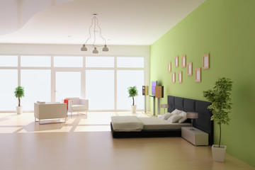 3d render modern bedroom
