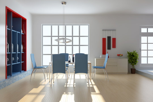 3d render modern dining room