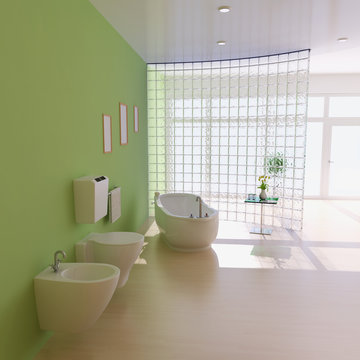 3d render modern bathroom