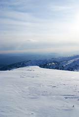 Western Sayan mountains. Ergaky. Siberia. Russia in winter time.