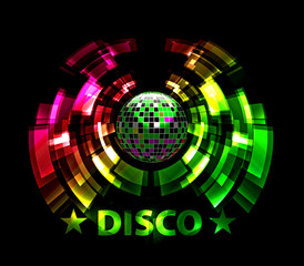 Vector illustration of abstract party Background with disco ball