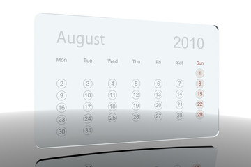 3D Glass Calendar - August 2010