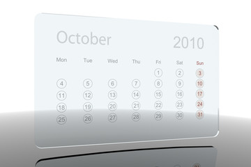 3D Glass Calendar - October 2010