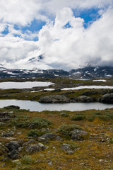 Fototapeta premium Norwegian mountains landscape in cloudy day