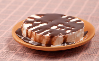 Dessert with ice cream and chocolate