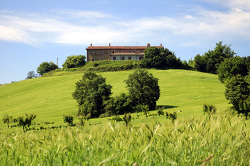 casale su collina erbosa