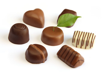Luxury chocolates on white background