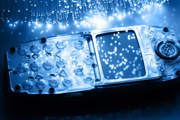 Fiber optics background with lots of light spots