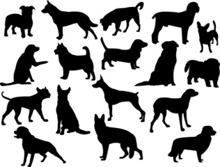 dogs silhouette vector - obrazy, fototapety, plakaty