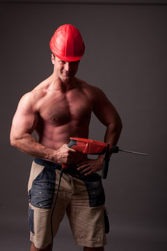 muscular construction worker