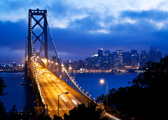Fototapeta na wymiar Bay Bridge and San Francisco city view at night