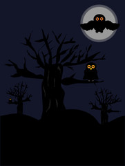 Fototapeta premium Night halloween scenery with owls